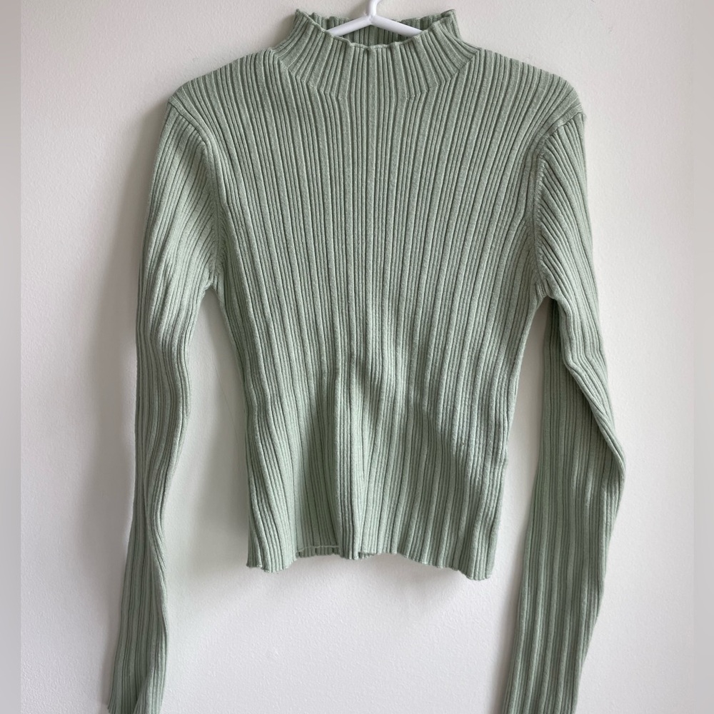 Zara Girls Mint/Sage Green Mock Neck Shirt